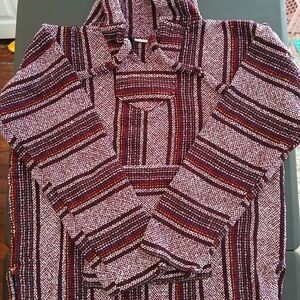 Men's Striped Hooded Jacket - Red and Black